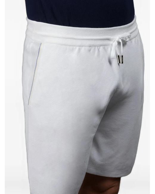 Moorer White Drawstring Trim Shorts for men