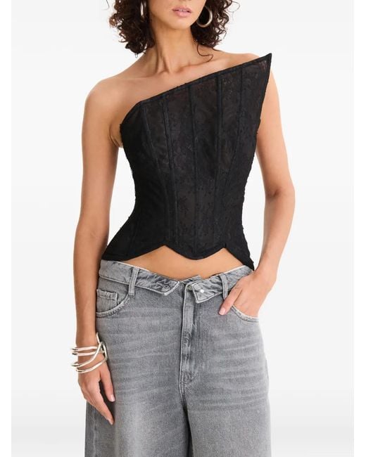 MOOS STUDIO Black Triangle Lace Top