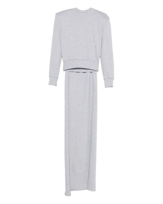 Magda Butrym White Draped-Detail Crew-Neck Sweatshirt