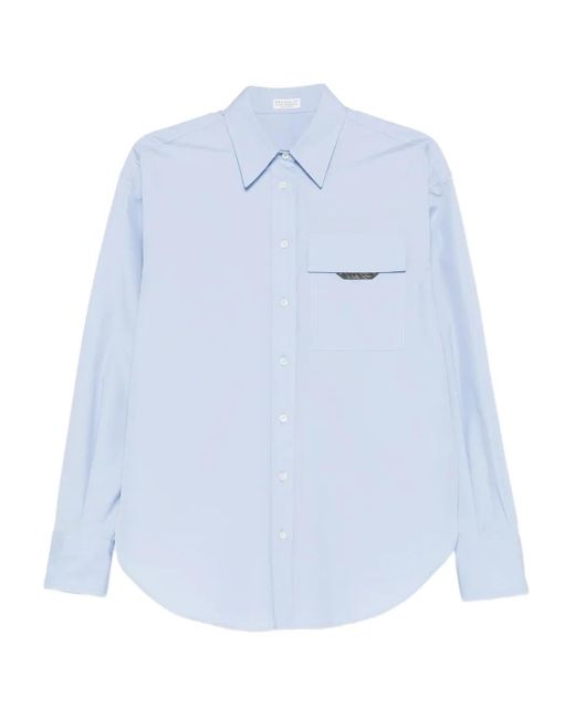 Brunello Cucinelli Blue Chest-Pocket Shirt