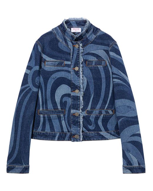 Emilio Pucci Blue Marmo-print Denim Jacket