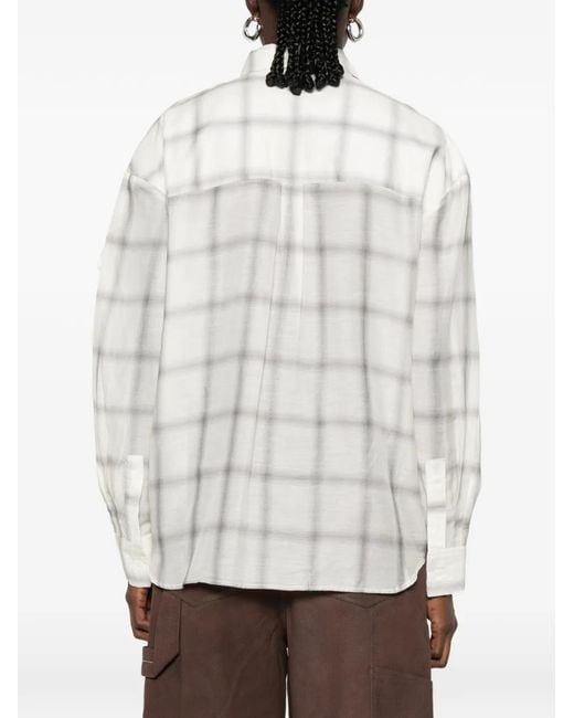 IRO White Check-Pattern Button-Down Shirt