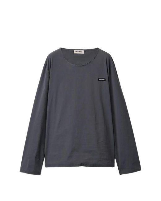 Miu Miu Gray Stretch Poplin Top