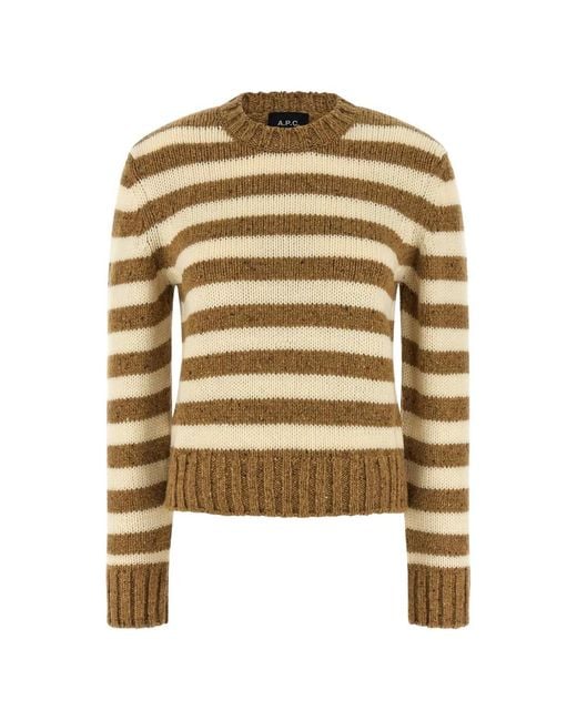 A.P.C. Metallic Striped Crew-Neck Knitted Sweater