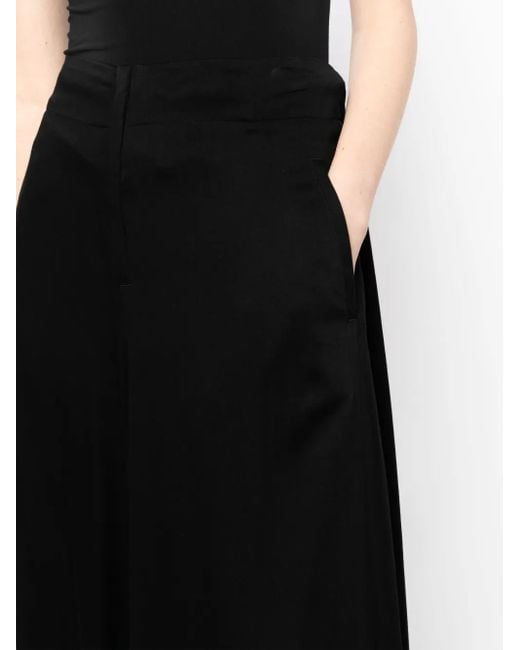 Yohji Yamamoto Black Pleat-Detailing Zip-Fastening Cropped Trousers