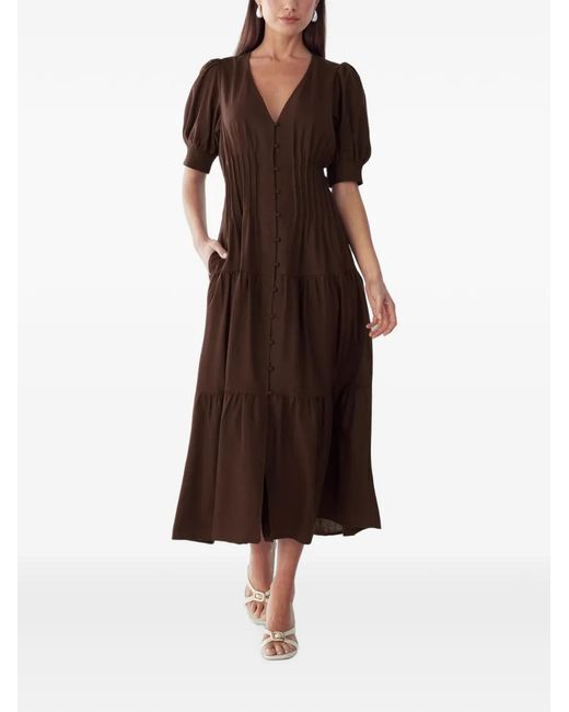 Willa Brown Apple V-Neck Midi Dress