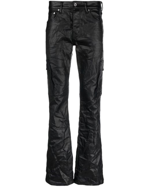 Purple Brand Black Faux-leather Bootcut Trousers for men