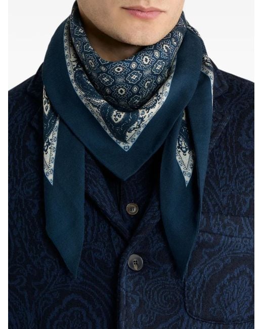 Etro Blue Triangular Scarf for men