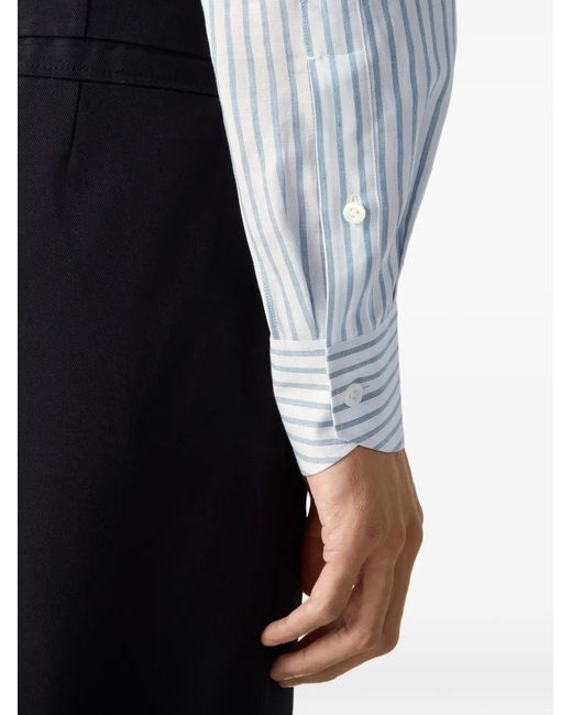 Zegna Blue Striped Cotton Shirt for men