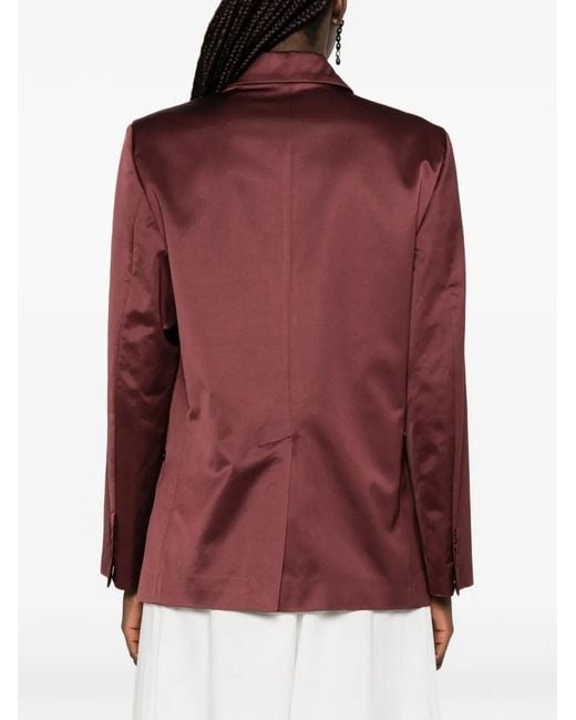 Forte_forte Red Satin Double-Breasted Blazer