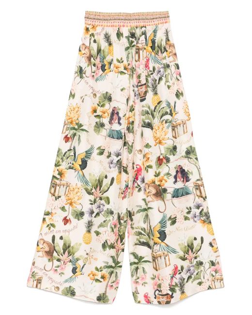 Camilla White Graphic-Print Trousers