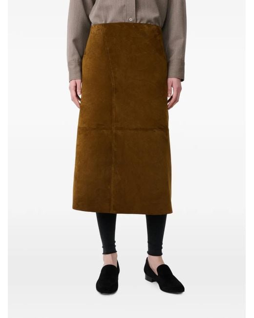 Studio Nicholson Natural Asymmetric Suede Skirt