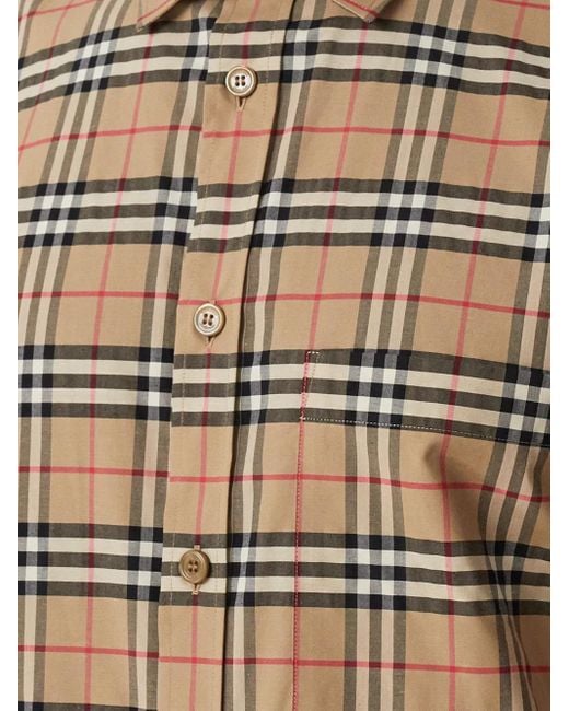 Burberry Brown Check Motif Cotton Shirt for men
