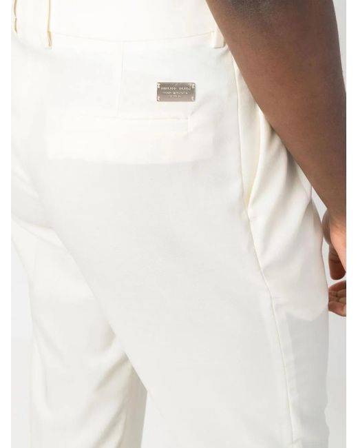 Philipp Plein White High-Waisted Tapered Trousers