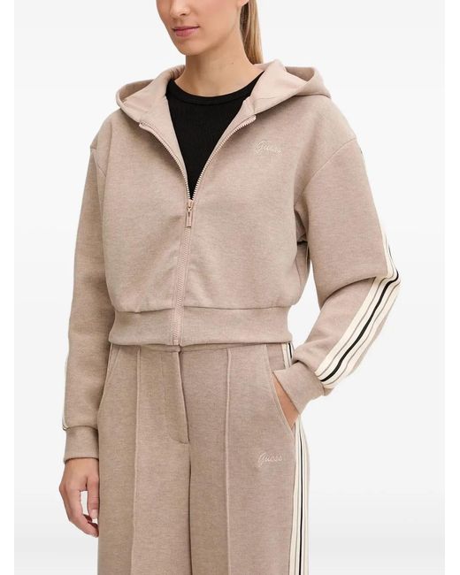 Guess Natural Stripe-Sleeve Hooded Hoodie