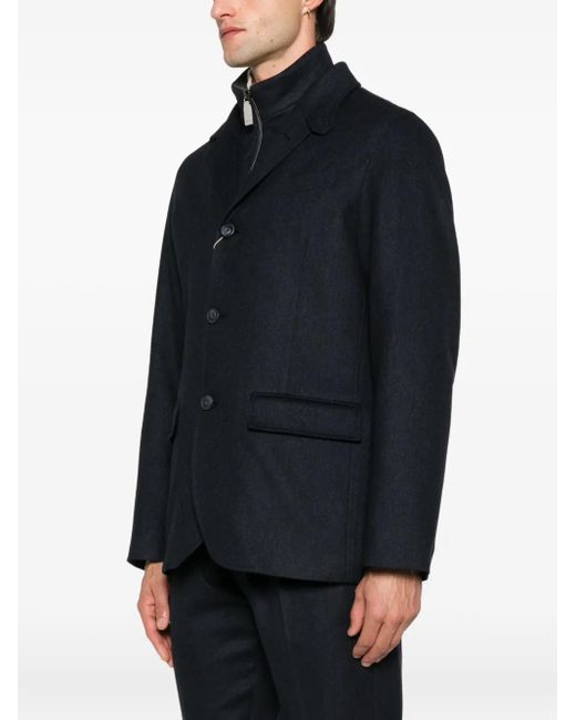 Herno Black Three-Button Zipped Jacket for men