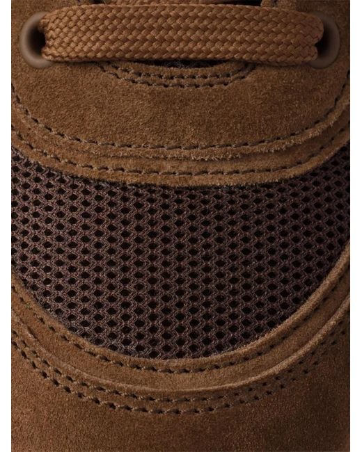 Prada Trail メッシュパネル スエードミュール Brown