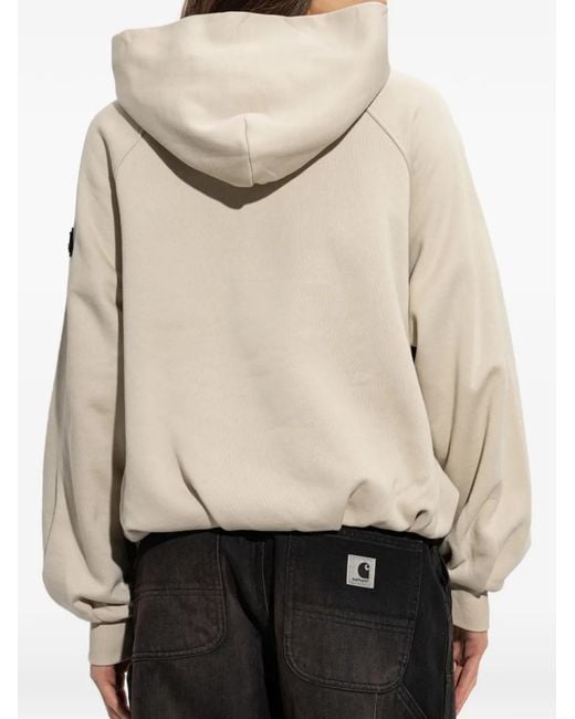 Moose Knuckles Natural Logo-Patch Raglan-Sleeve Hoodie