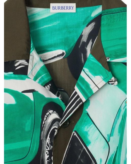 Camicia Con Stampa di Burberry in Green da Uomo