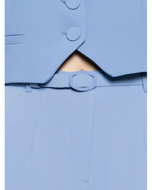 Imperial Blue Pantalon Plissé À Taille Ceinturée