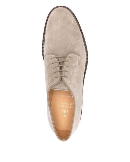 Brunello Cucinelli Natural Suede Derby Shoes for men