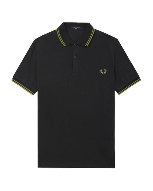 Fred Perry Black Laurel Wreath-Embroidered Cotton Polo Shirt for men