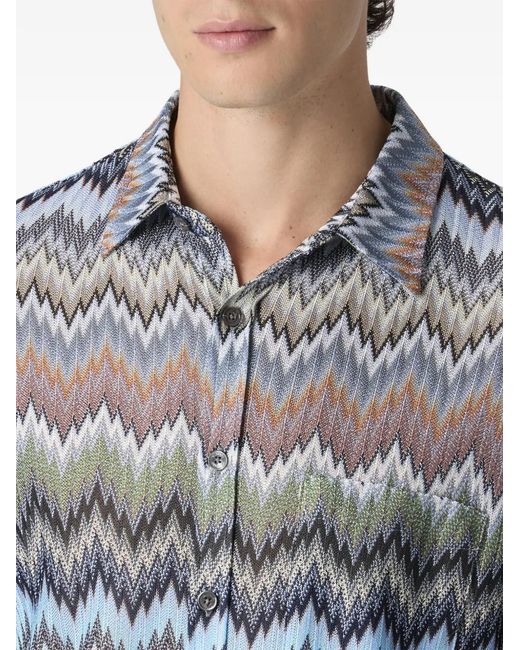 Missoni Blue Chevron Buttoned Shirt for men
