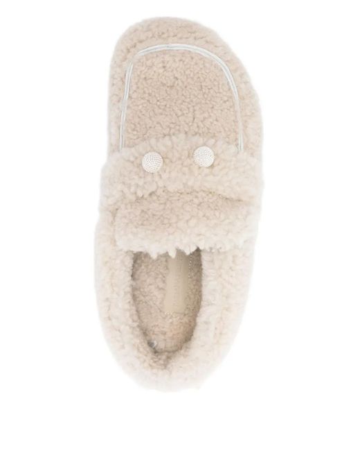 Fabiana Filippi White Shearling Button Loafers