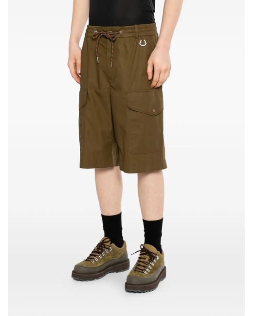 Moncler Green Drawstring Cargo Shorts for men