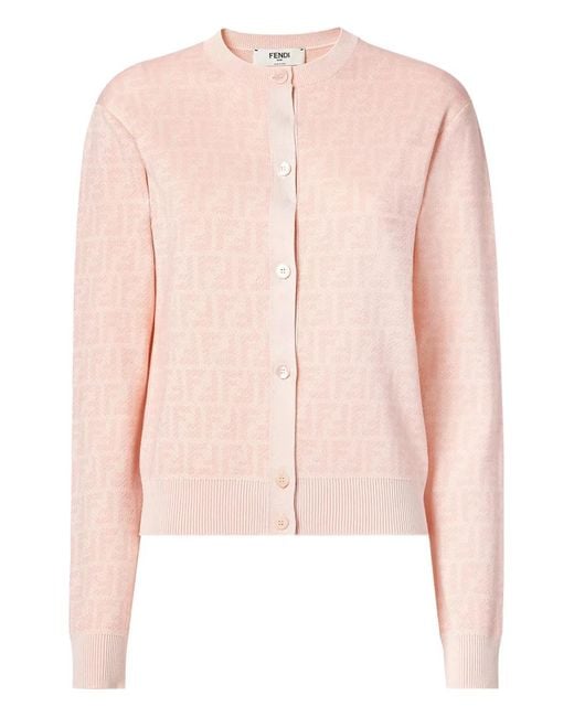 Fendi Pink Patterned Buttoned Cardigan