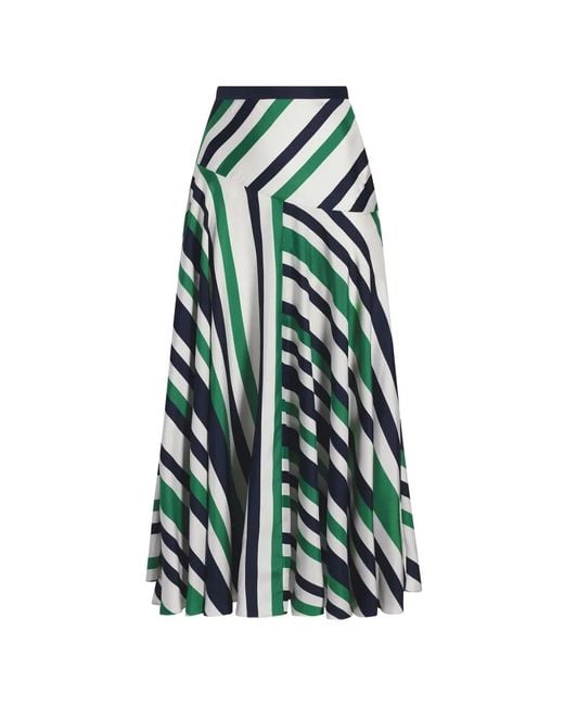 Adam Lippes White Thea Striped Silk Maxi Skirt