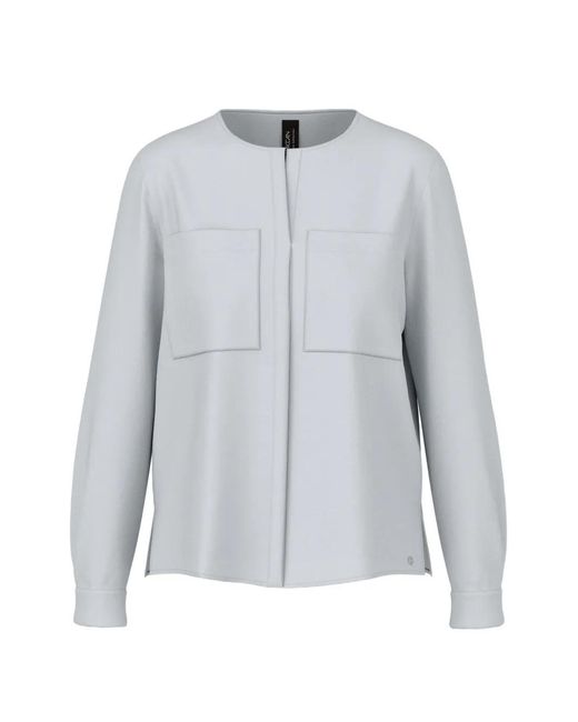 Marc Cain Gray Patch-Pocket Long-Sleeve Blouse