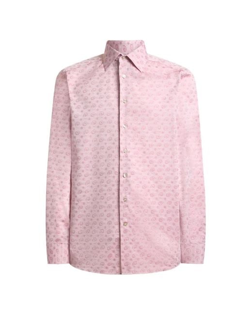 Etro Pink Fil Coupé Paisley Motif Shirt for men