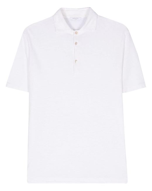 Boglioli White Fine-knit Polo Shirt for men