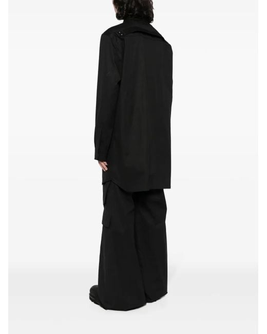 Rick Owens Black Jumbo Cotton Shirt Jacket for men