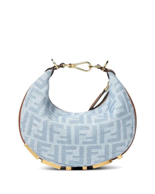Fendi Blue Graphy Logo-Lettering Mini Bag