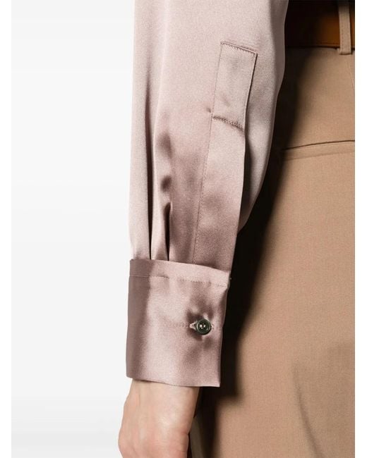 Blanca Vita Pink Long-Sleeve Satin Shirt