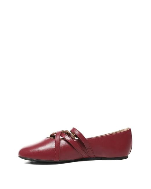 MICHAEL Michael Kors Red Buckled-Straps Ballet Flats