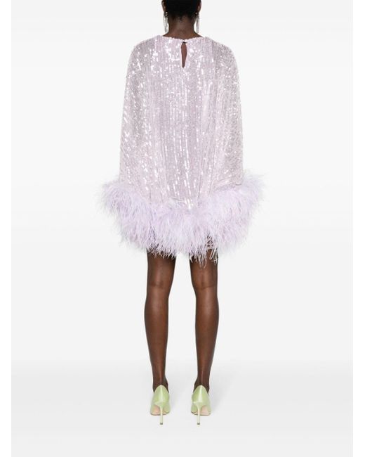 ‎Taller Marmo White Vegas Sequinned Mini Dress - Women's - Spandex/elastane/polyester/ostrich Feather