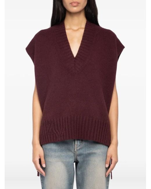 Zadig & Voltaire Purple V-Neck Side-Tie Vest