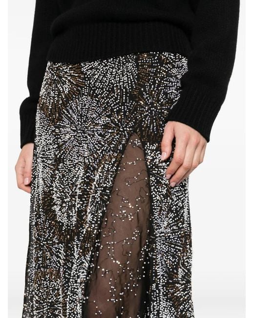 Rabanne Gray Jupe Ornée Sequins À Coupe Longue