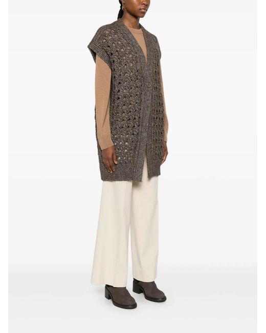 Herno Brown Open-Knit Cardigan