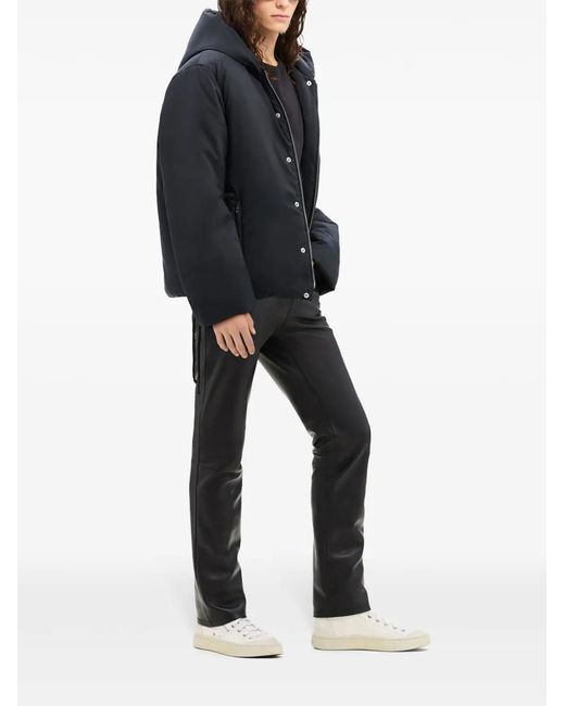 Courreges Black Logo-Appliqué Hooded Puffer Jacket