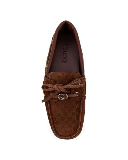 Gucci Brown Gg-Pattern Loafers