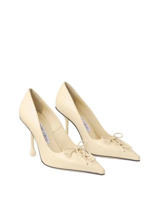 Jimmy Choo Natural 85Mm Scarlett Lace-Up Pointed-Toe Pumps