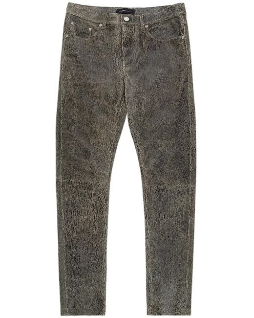 Purple Brand Gray Leather Trousers for men