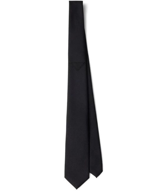 Prada Black Triangle-Logo Tie for men