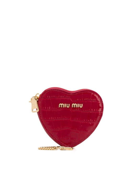 Miu Miu Red Logo Heart Coin Purse