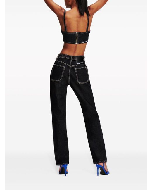Karl Lagerfeld Black Mid-rise Straight-leg Jeans