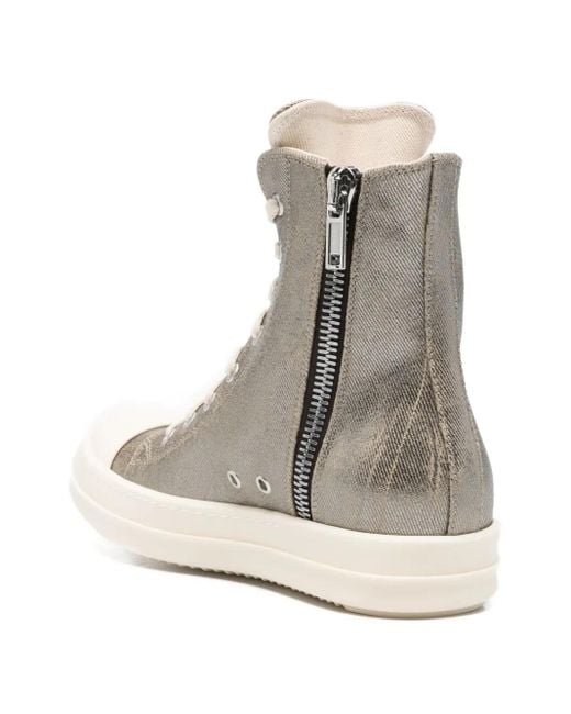 Rick Owens Natural Lace-Up High-Top Sneakers